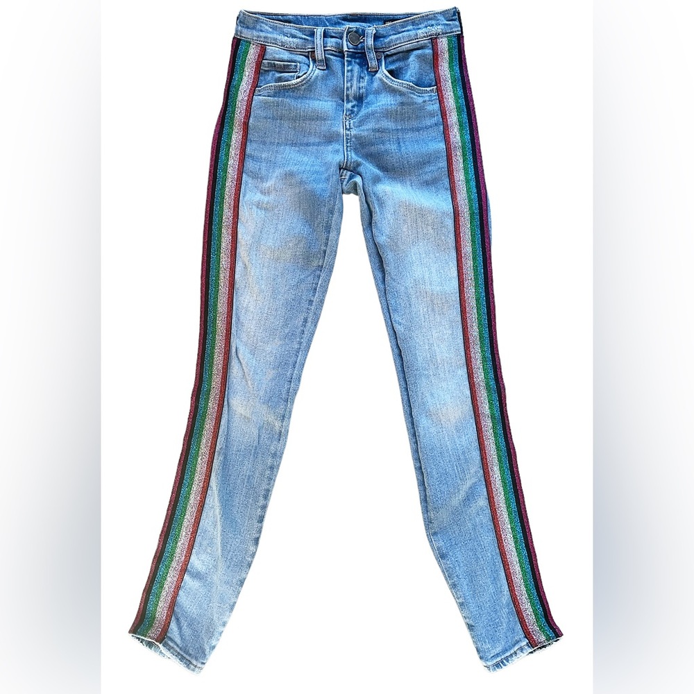Women’s BLANK NYC “The Bond” Mid-Rise Skinny Jeans w/ Rainbow Detail Size 25